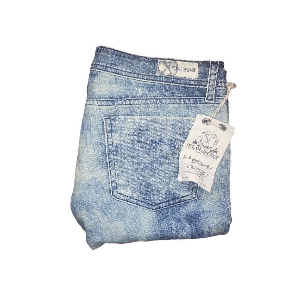 Dylan George Jeans Women Sz 29 Handcrafted Straight Leg Blue‎ Denim Distressed
